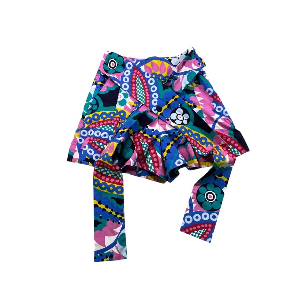 J.Crew Colorful Abstract Floral Wrap Shorts Womens Size 00
